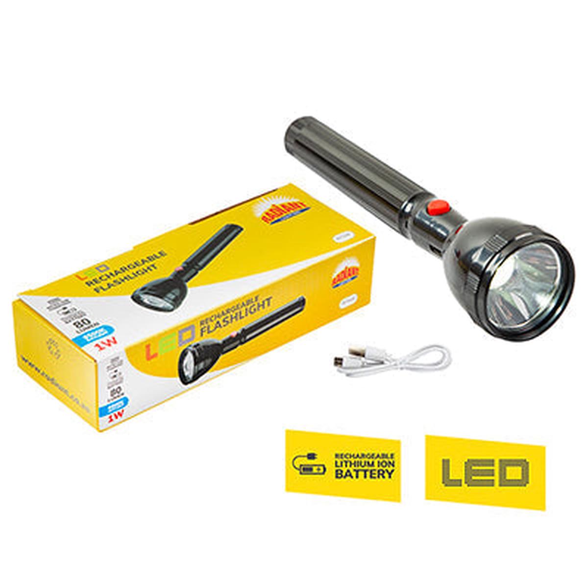 Radiant Rechargeable Flashlight Black LED 1w 6500K