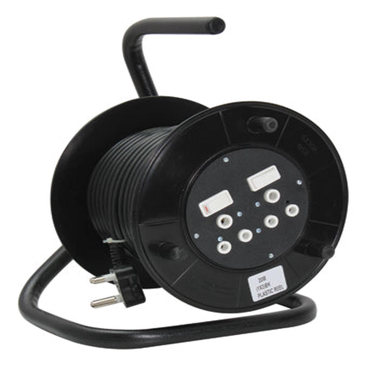 Eurolux 20m Extensions Reel Double Socket 1mm PVC
