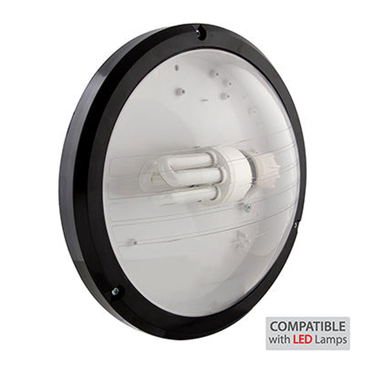 Eurolux ABS Round Bulkhead 270mm Black 1x15W