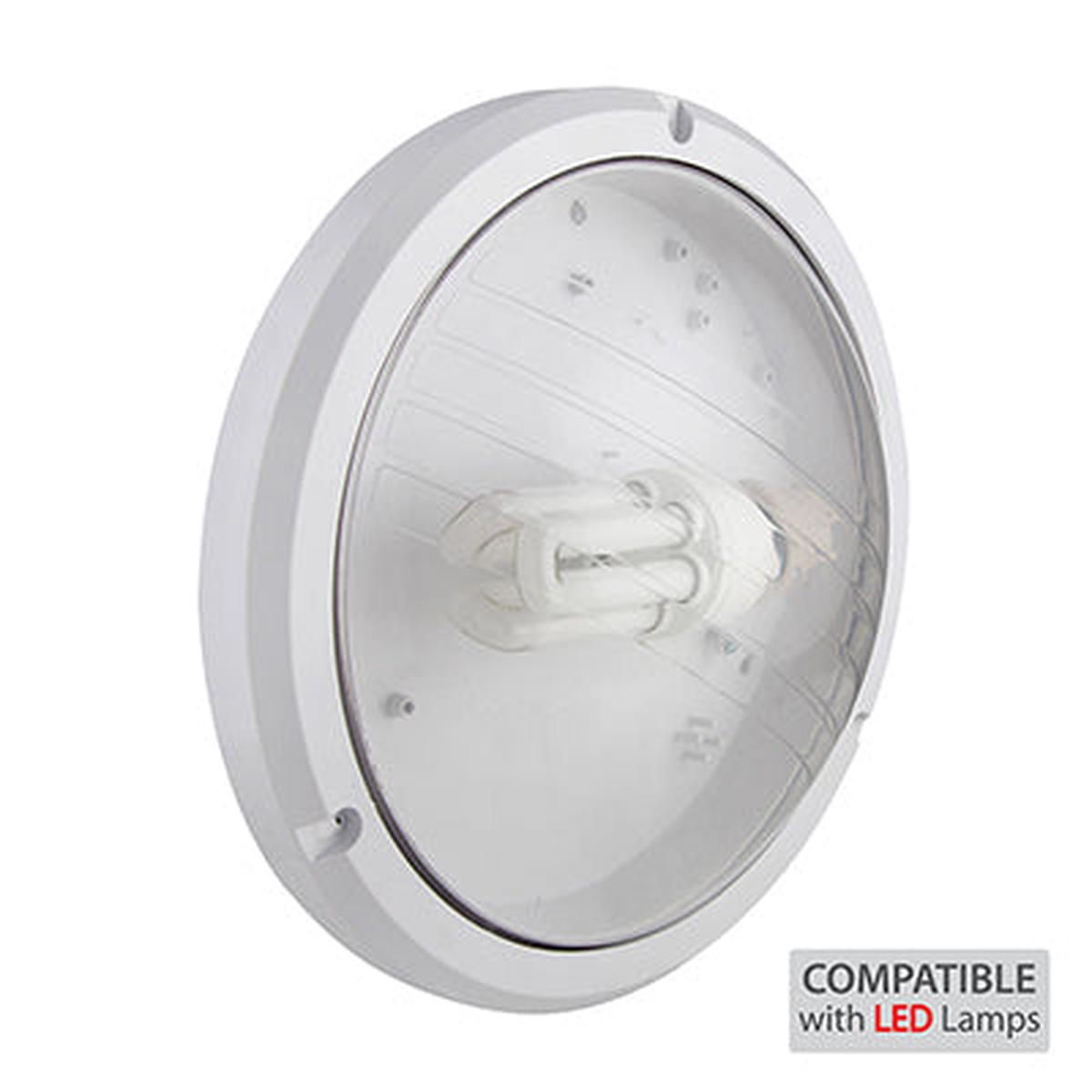 Eurolux ABS Round Bulkhead 270mm White 1x15W