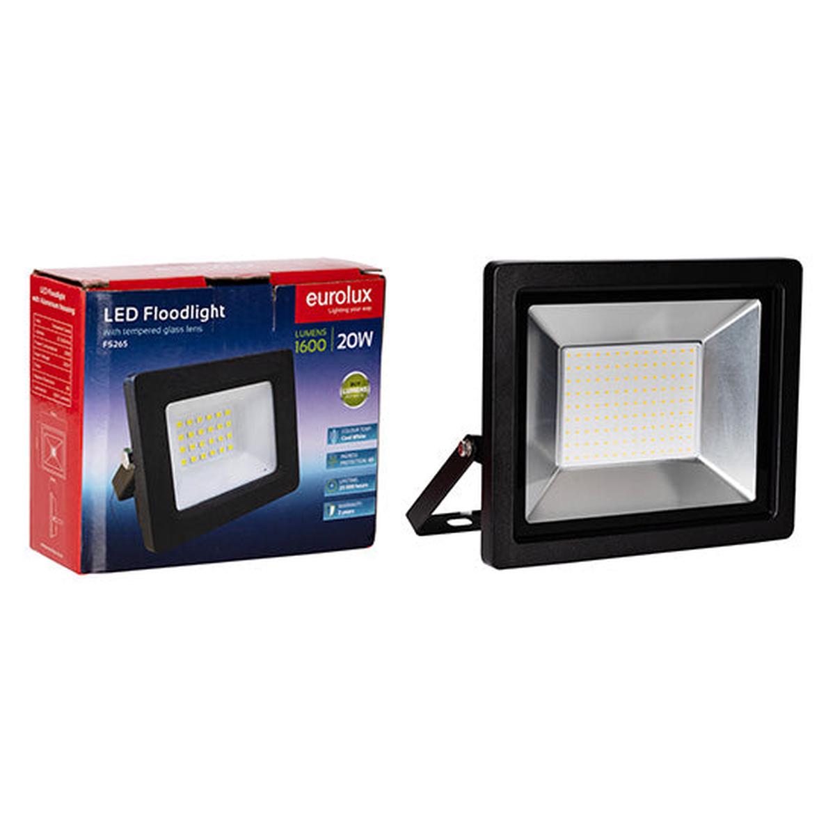 Eurolux LED 20W Floodlight Black 4000K