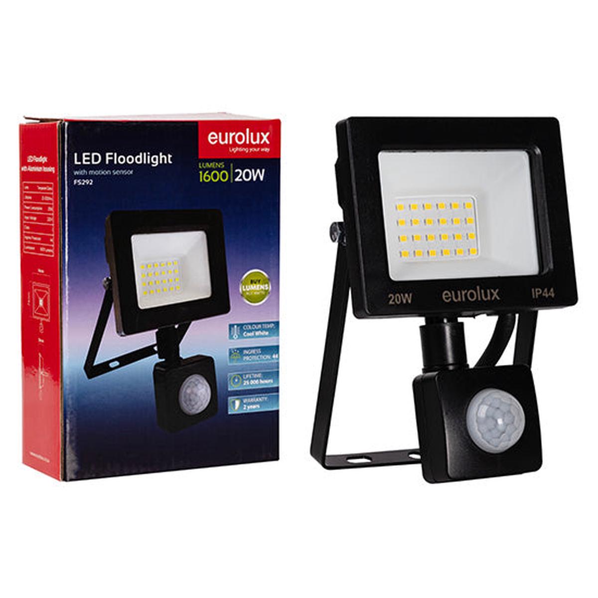 Eurolux LED 20W Floodlight & Sensor Black 4000K