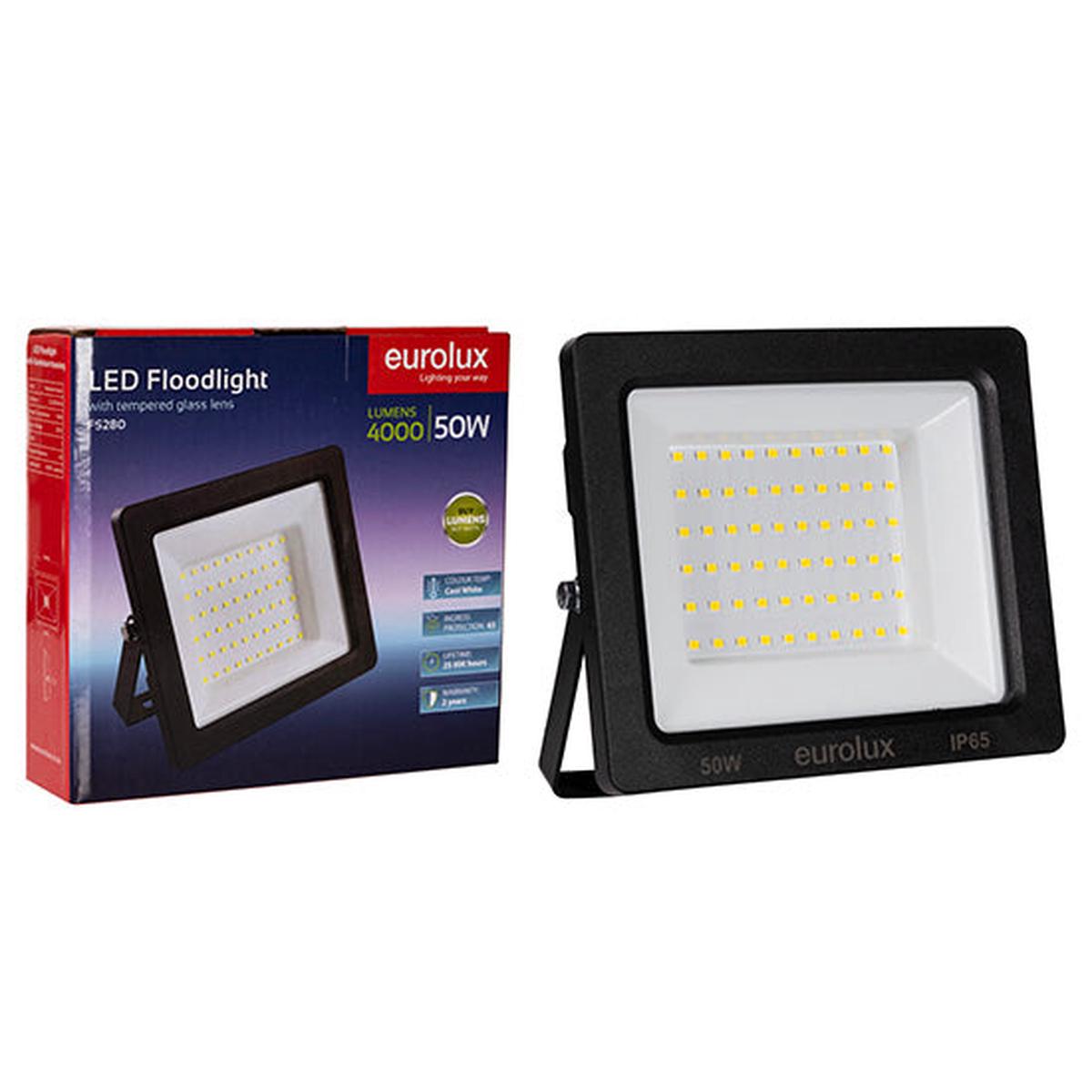 Eurolux LED 50W Floodlight Black 4000K