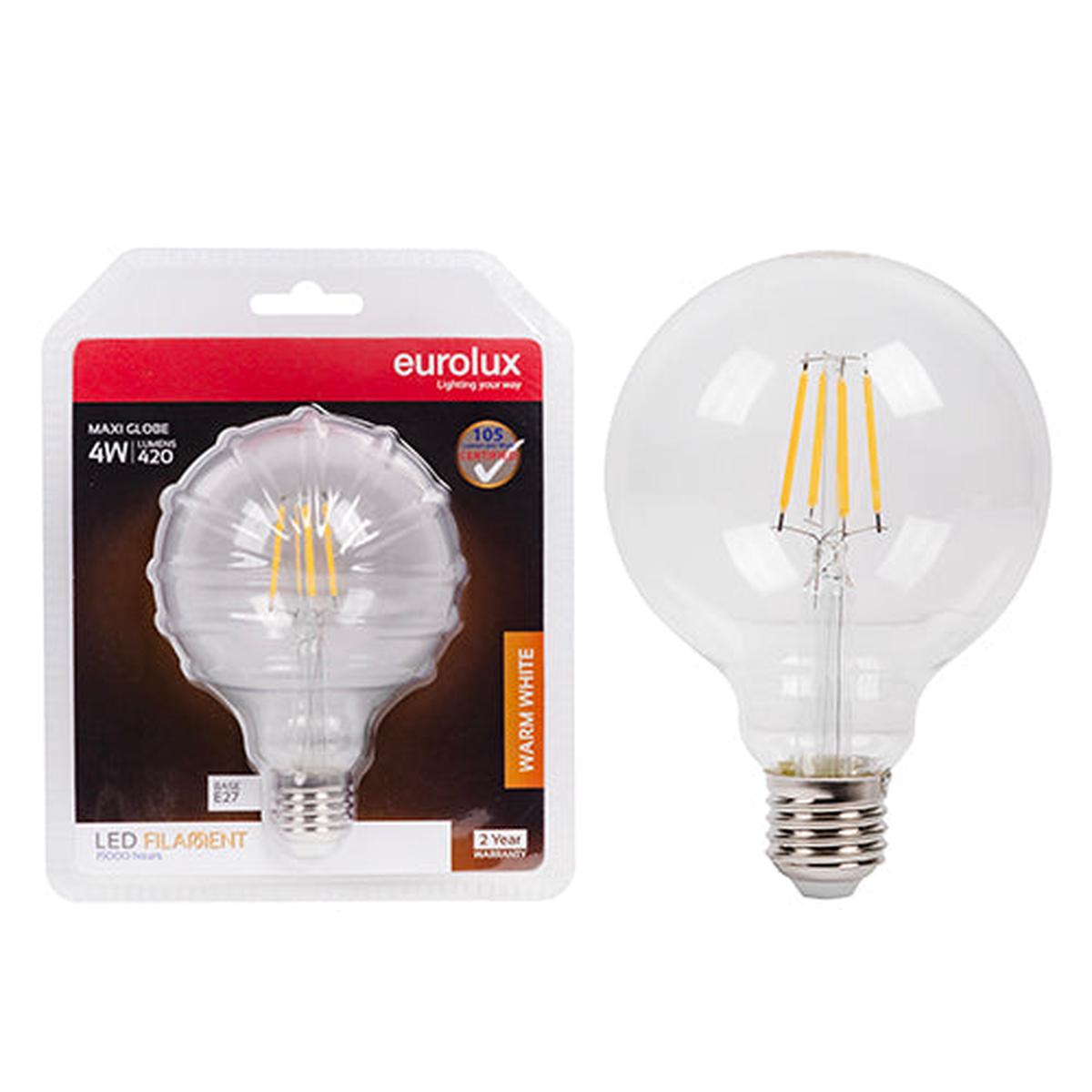 Eurolux LED Filament Globe Maxi Globe 4w E27 3000K N