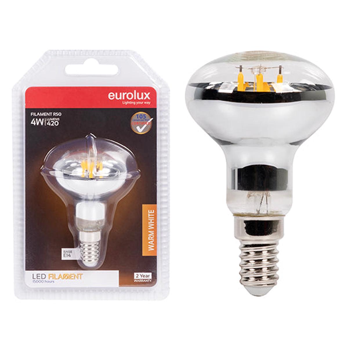 Eurolux LED Filament Globe Reflector R50 4w E14 3000K N