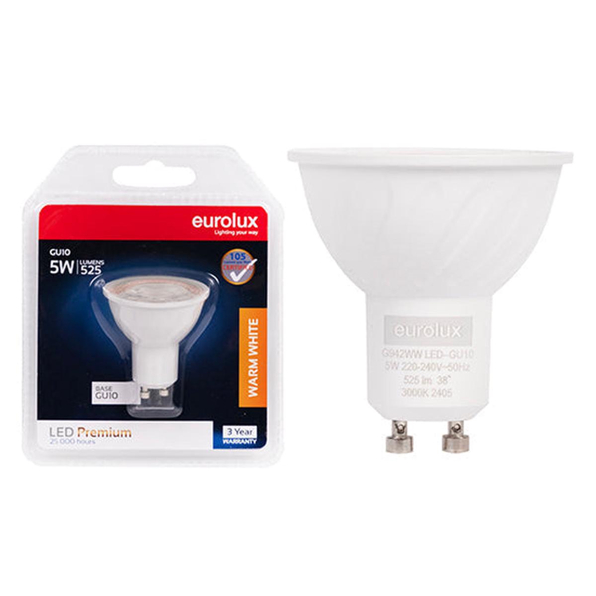 Eurolux LED GU10 Premium Clear Lens 5W 3000K N
