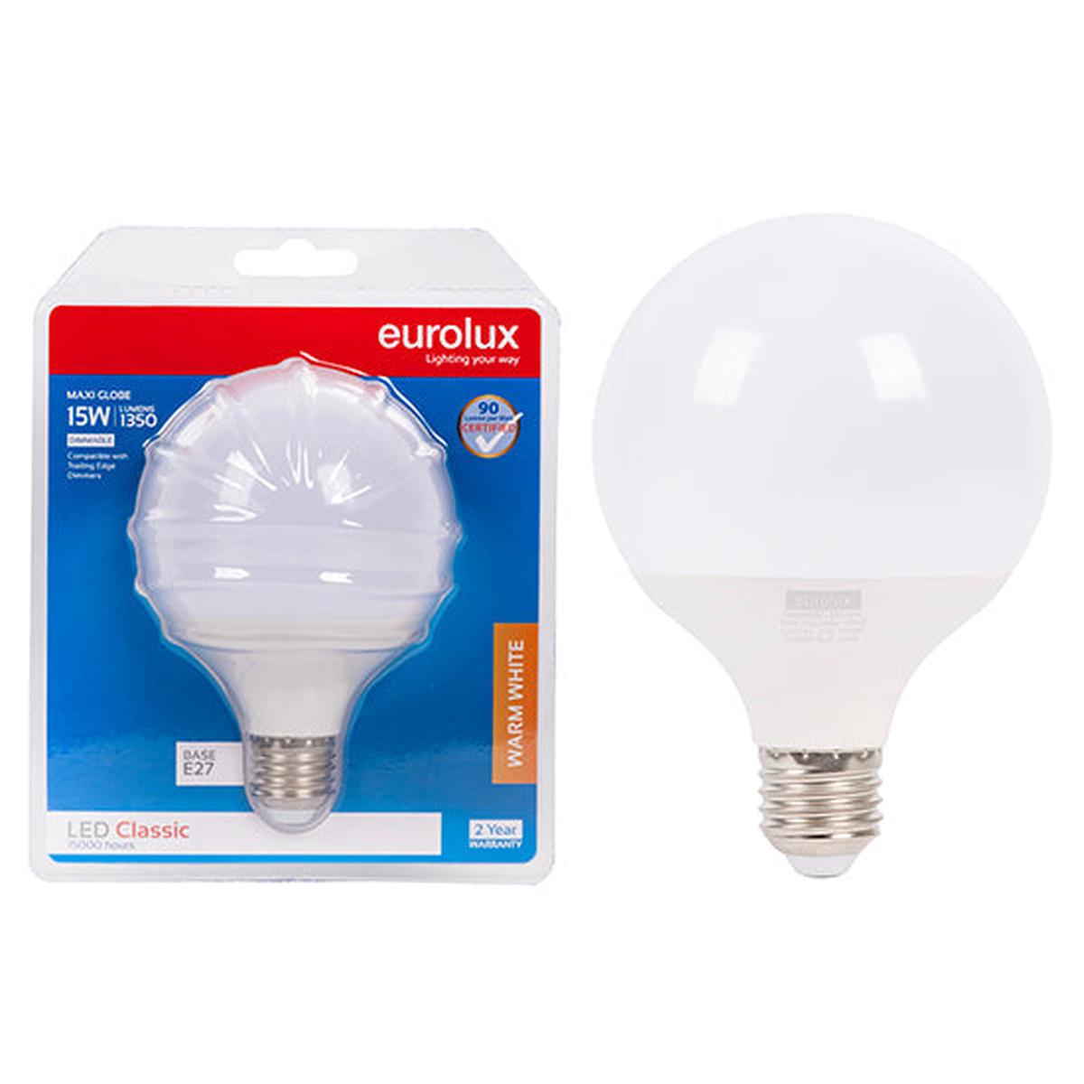 Eurolux LED Maxi Globe Classic G95 15W E27 3000K Dimmable N