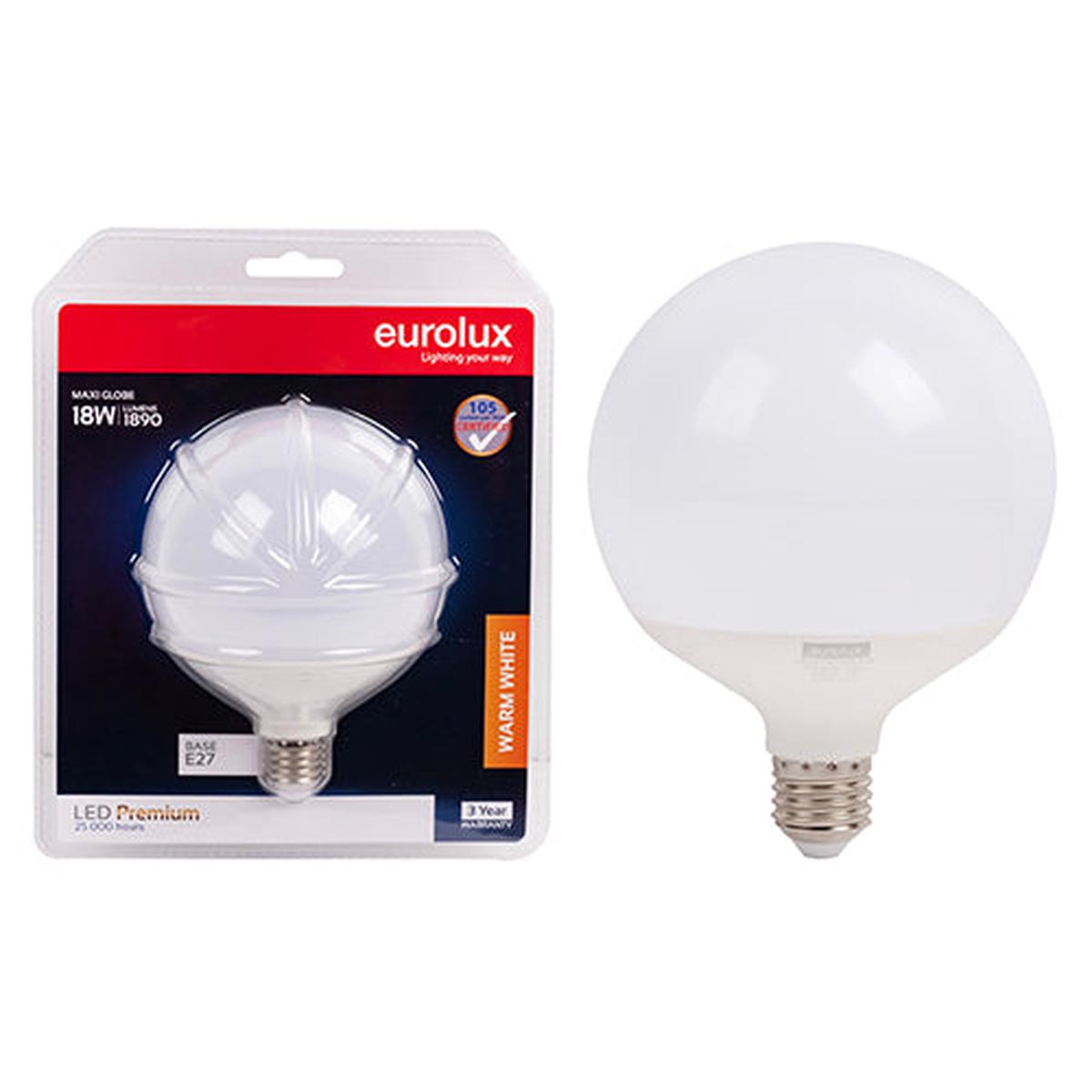 Eurolux LED Maxi Globe G120 Premium 18w E27 3000K N