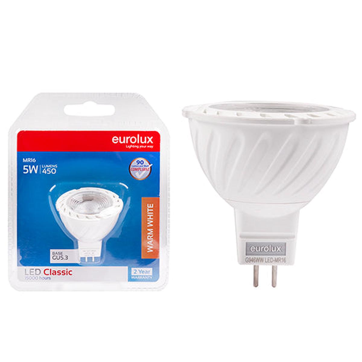 Eurolux LED MR16 Premium Clear Lens 5W GU5.3 3000K N