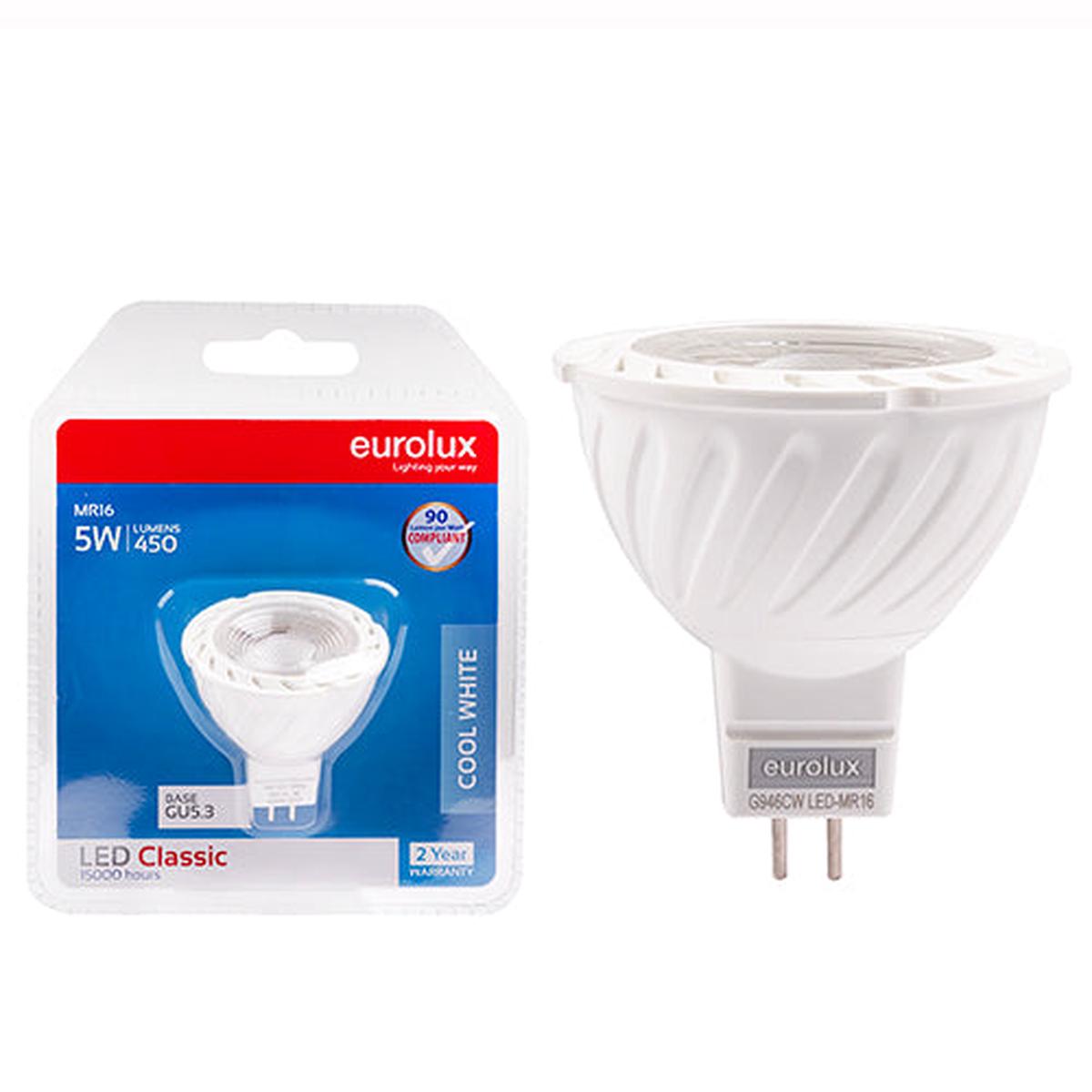 Eurolux LED MR16 Premium Clear Lens 5W GU5.3 4000K N