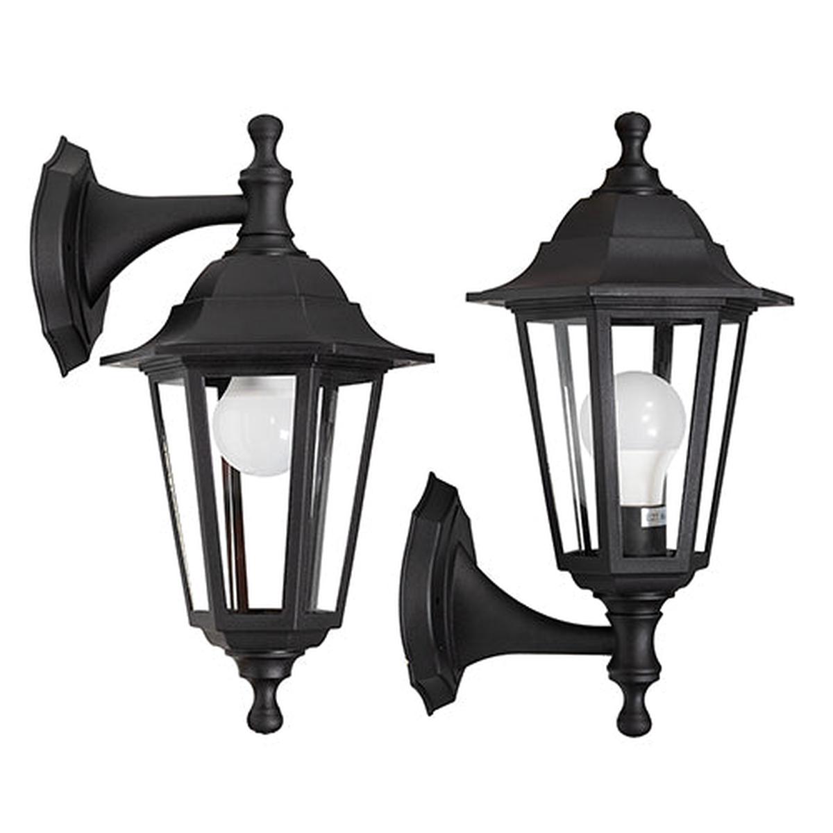 Eurolux Plastic Lantern 6 Panel Up & Down Facing Black