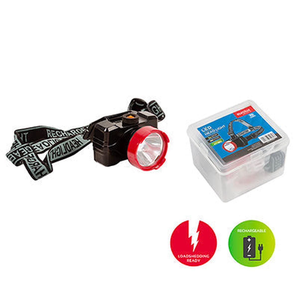 Eurolux Rechargeable Head Lamp 1w Black/Red
