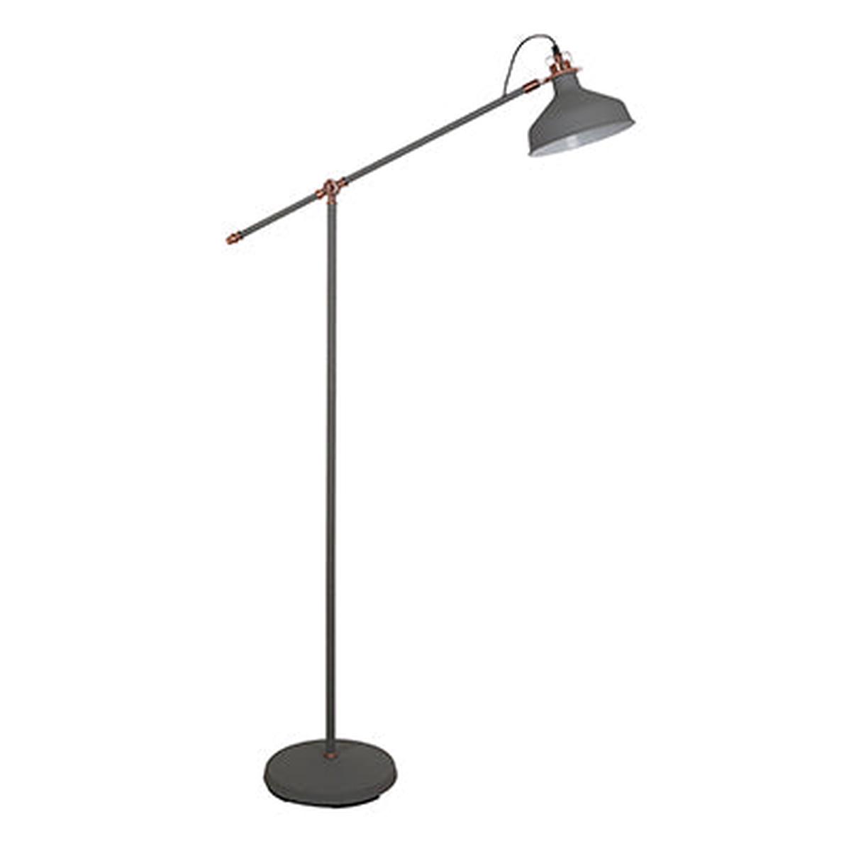 Radiant Bankers Floor Light Steel Grey & Copper 1xE27