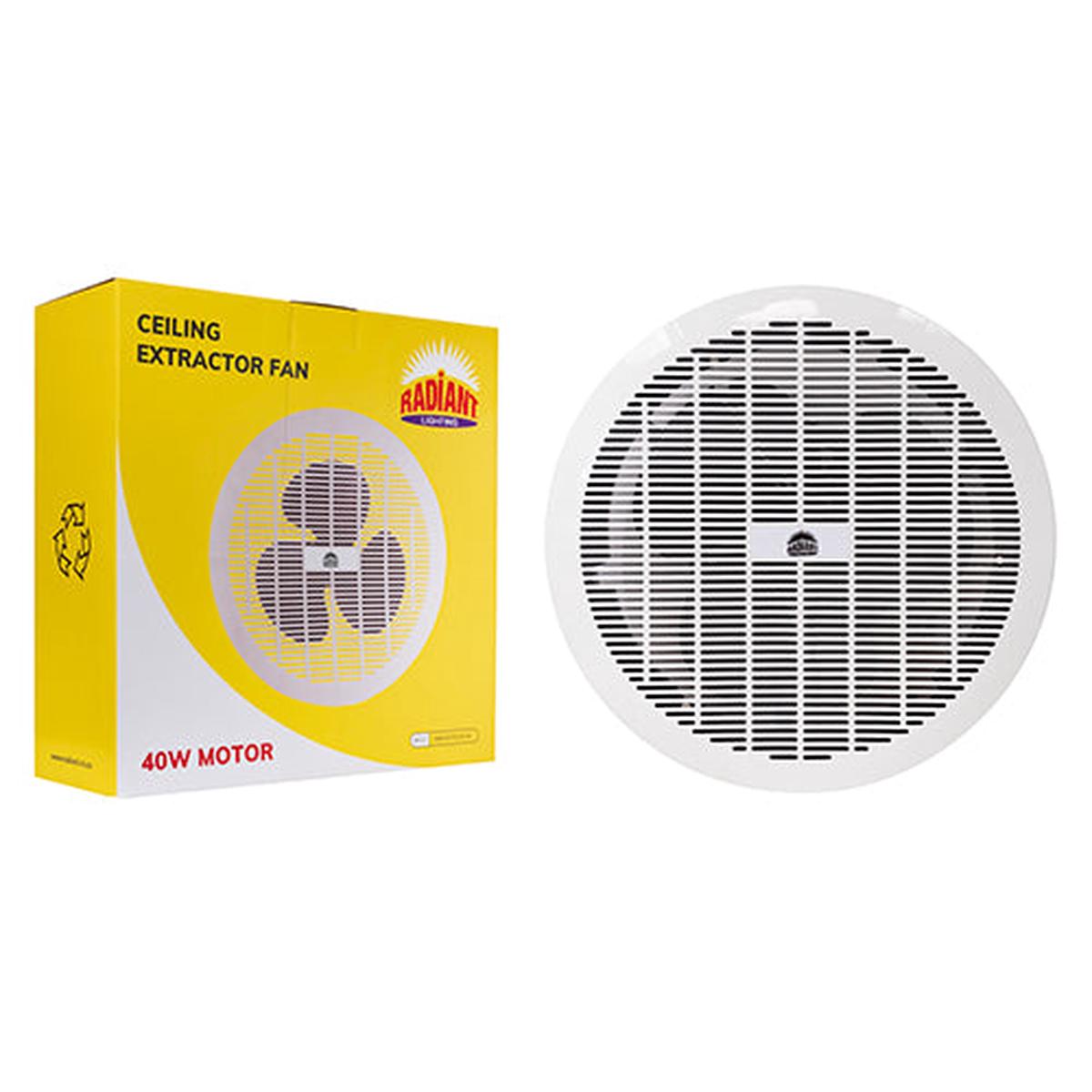 Radiant Extractor Fan Round Ceiling 350mm White 40w