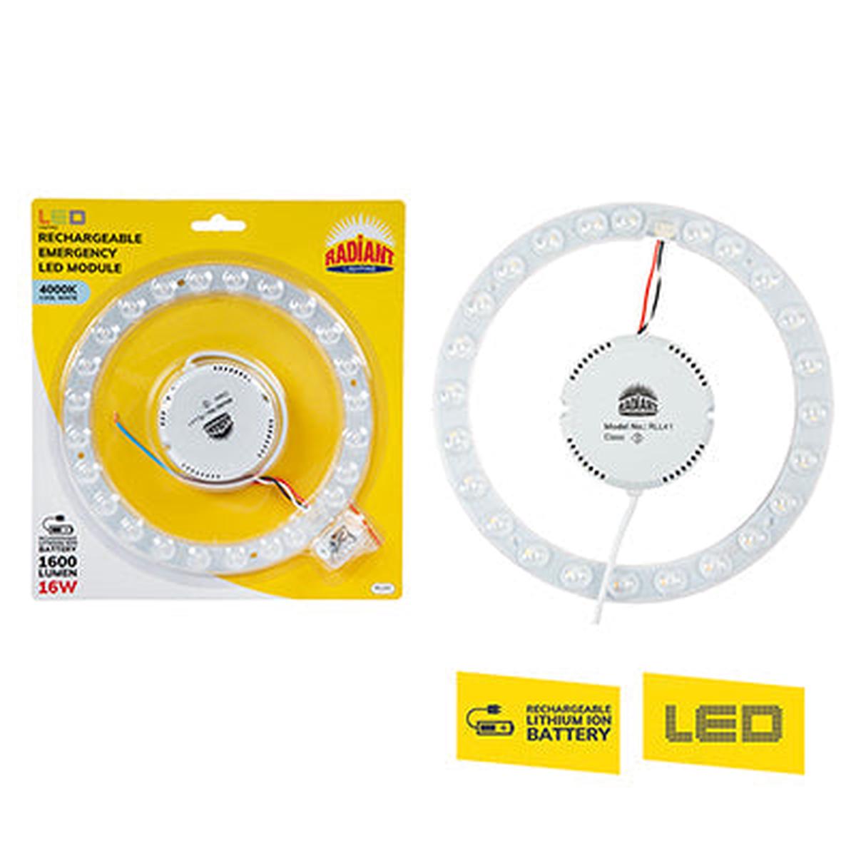 Radiant Rechargeable Emergency LED Module 205mm 16w 4000K