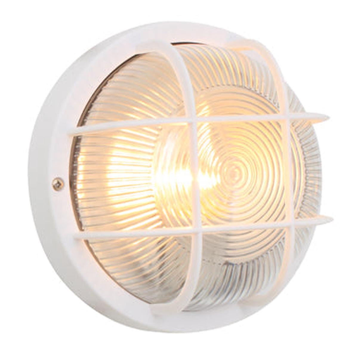Eurolux Bulkhead Round Plastic Grid 185mm 1X60W White