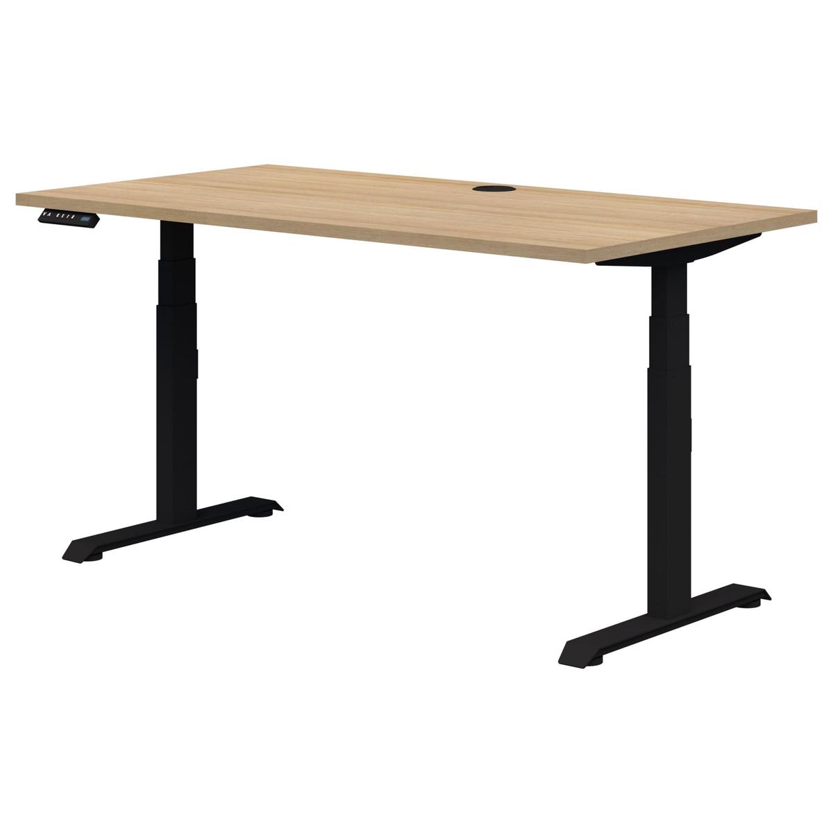Rapid Premium Electric Desk 1500x800 Oak/Black (Each)