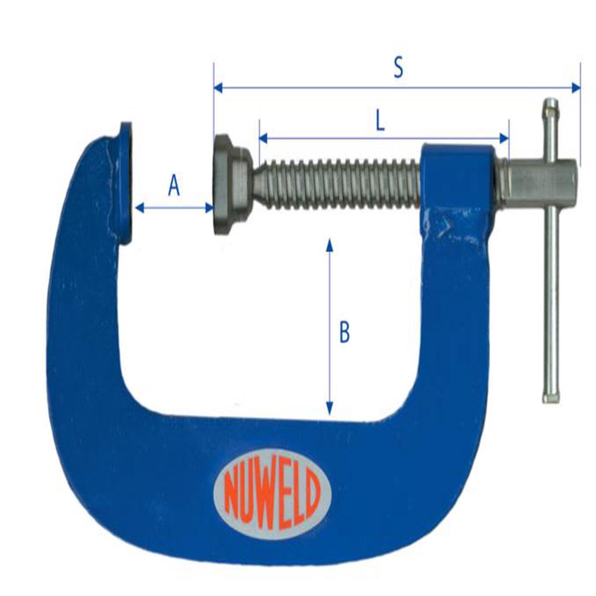 Nuweld Profile Cut Steel G Clamps - Bar Type 250mm