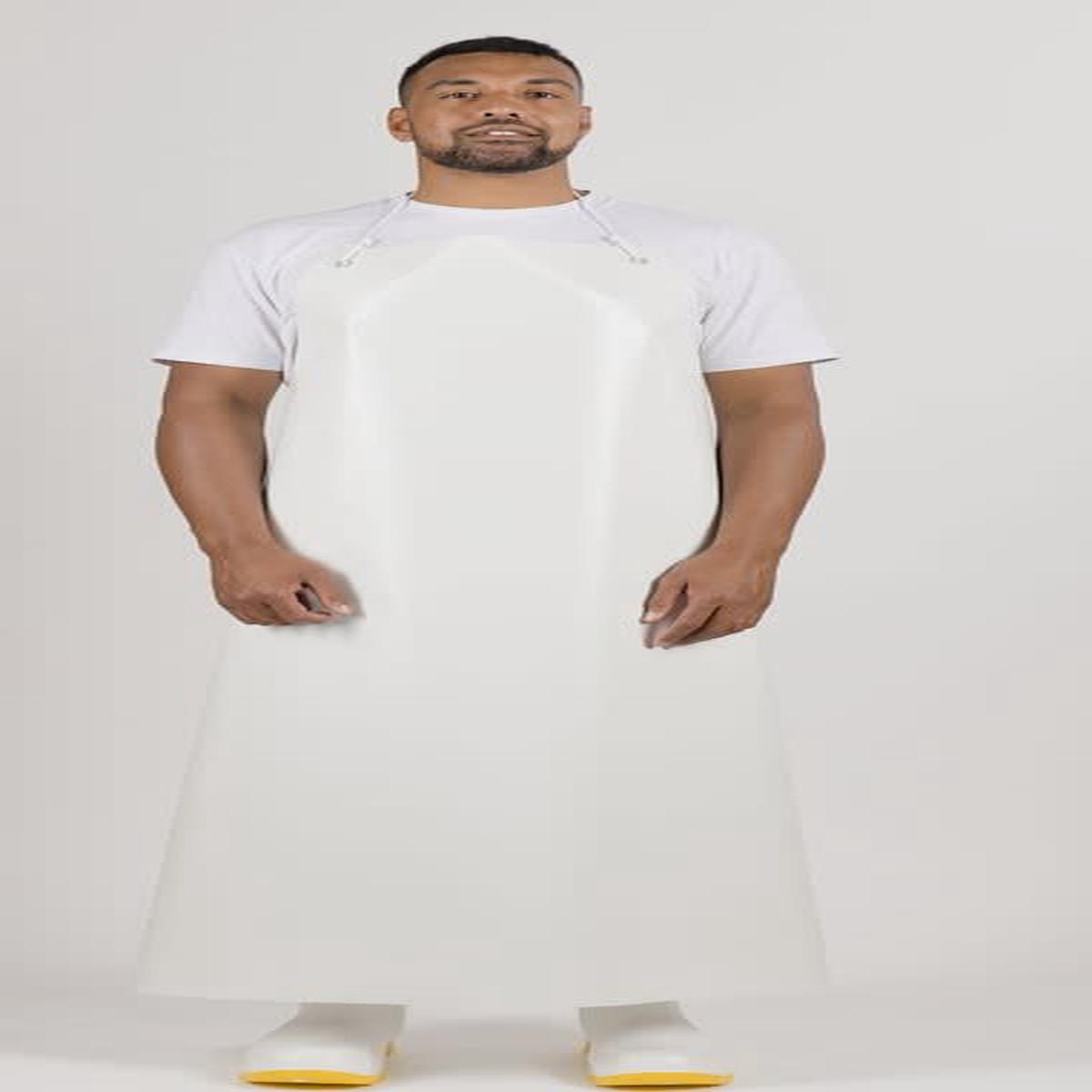PVC Heavy Duty Apron with Hooks and Ties White 900x1350mm 5PK