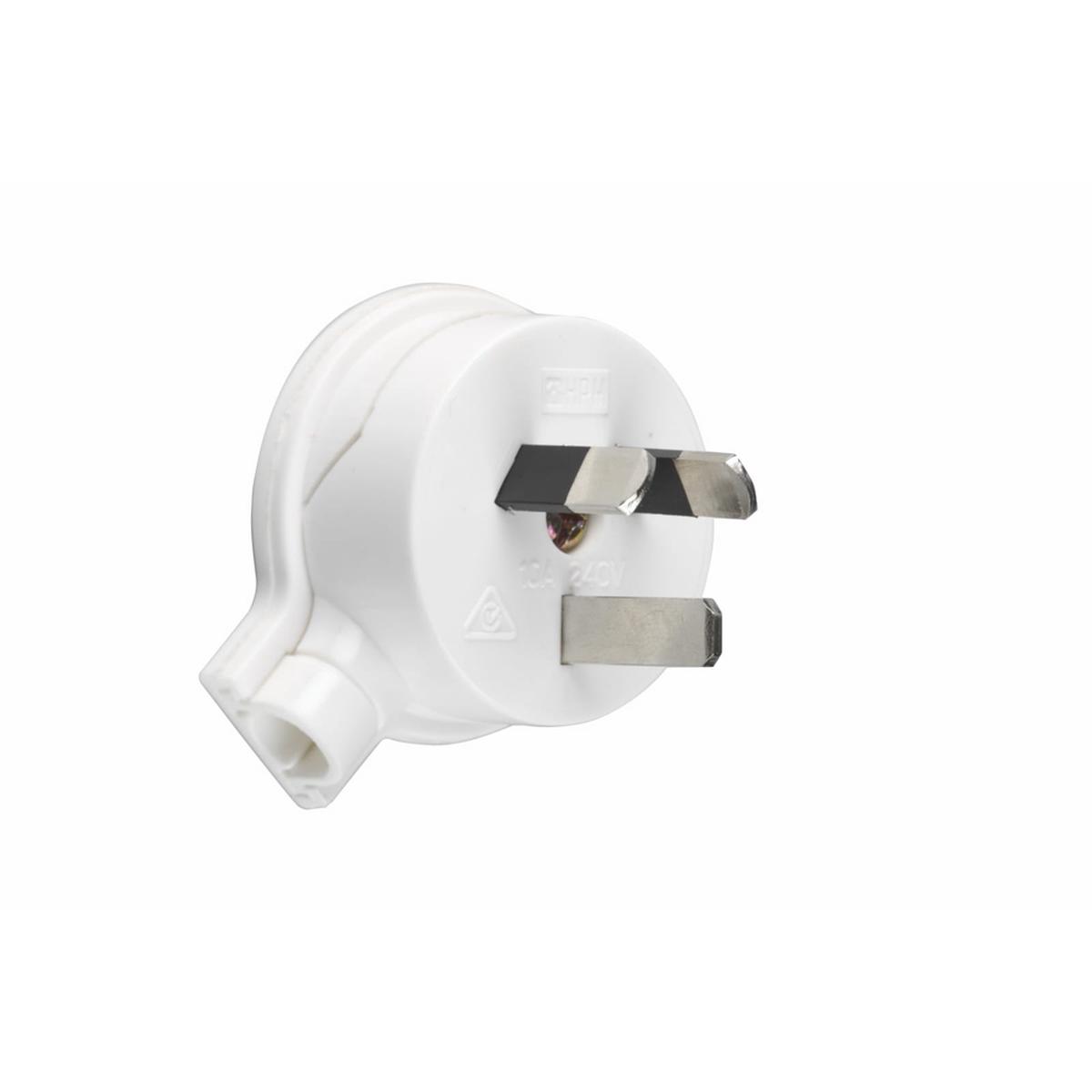 HPM 10 Amp 3 Pin Side Entry Plug Top - White