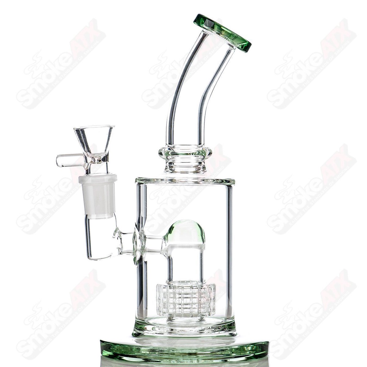 9" Green Stereo Perc Bubbler Diamond Glass