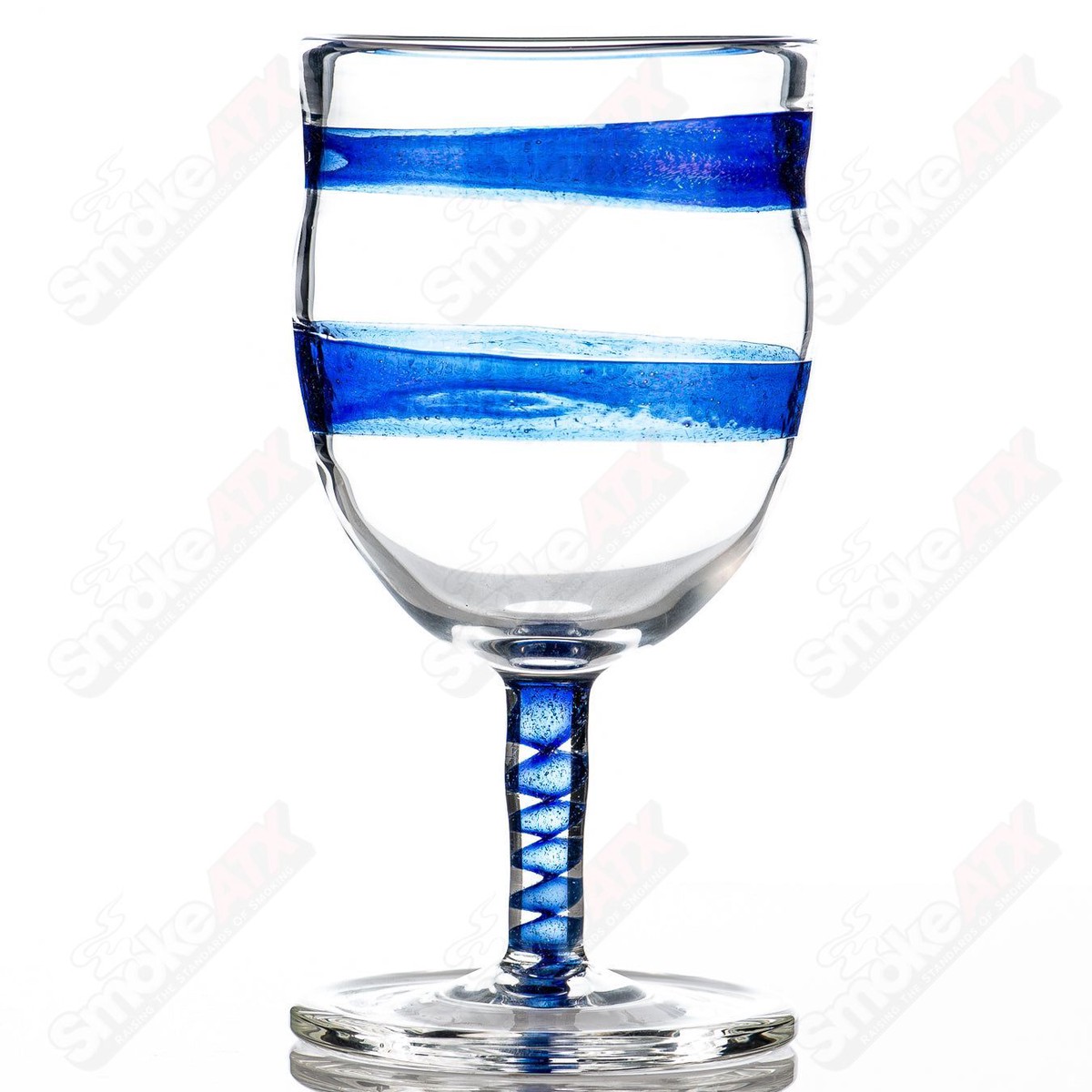 Footed Blue Dichro Spiral Stem Drinking Goblet