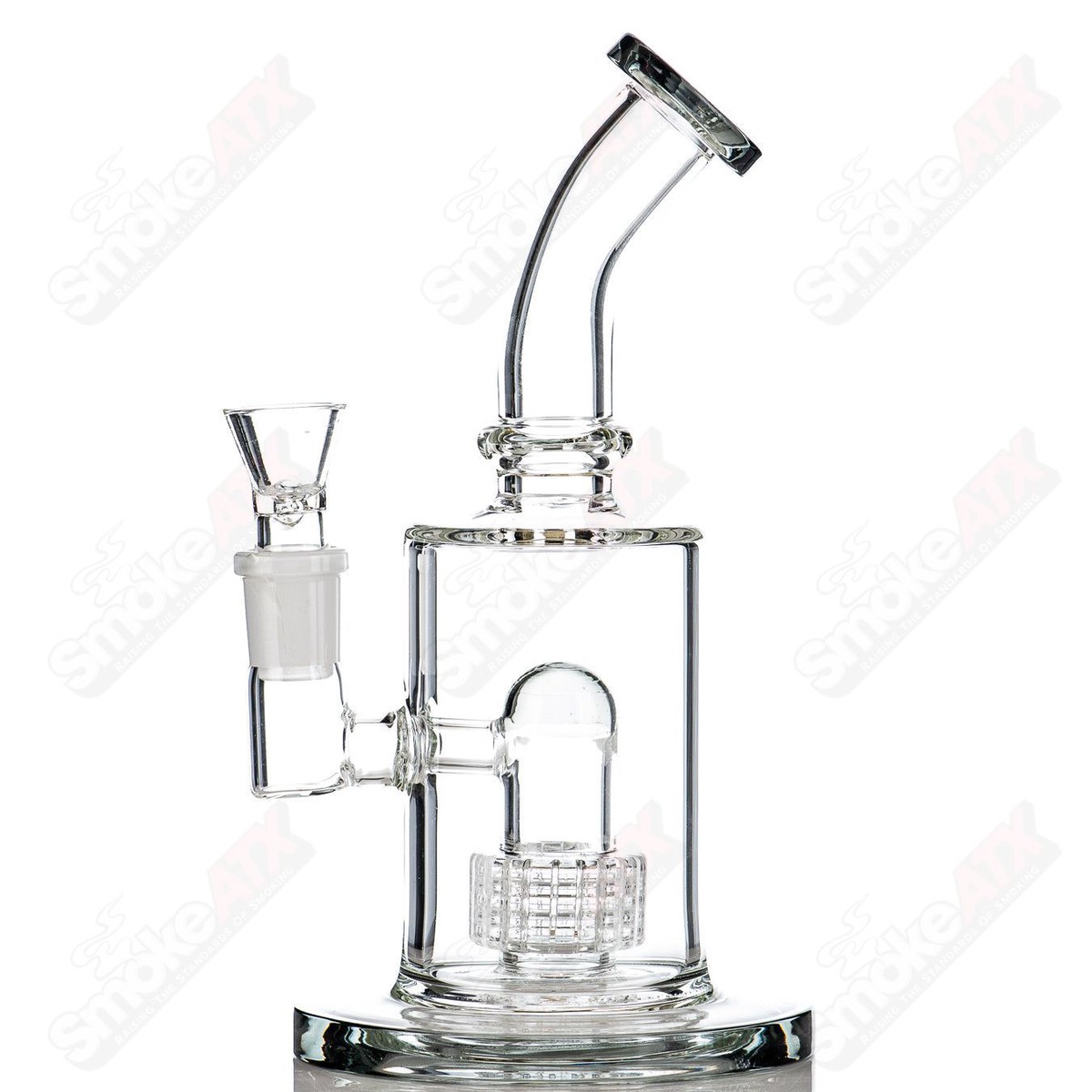 9" Smokey Stereo Perc Bubbler Diamond Glass