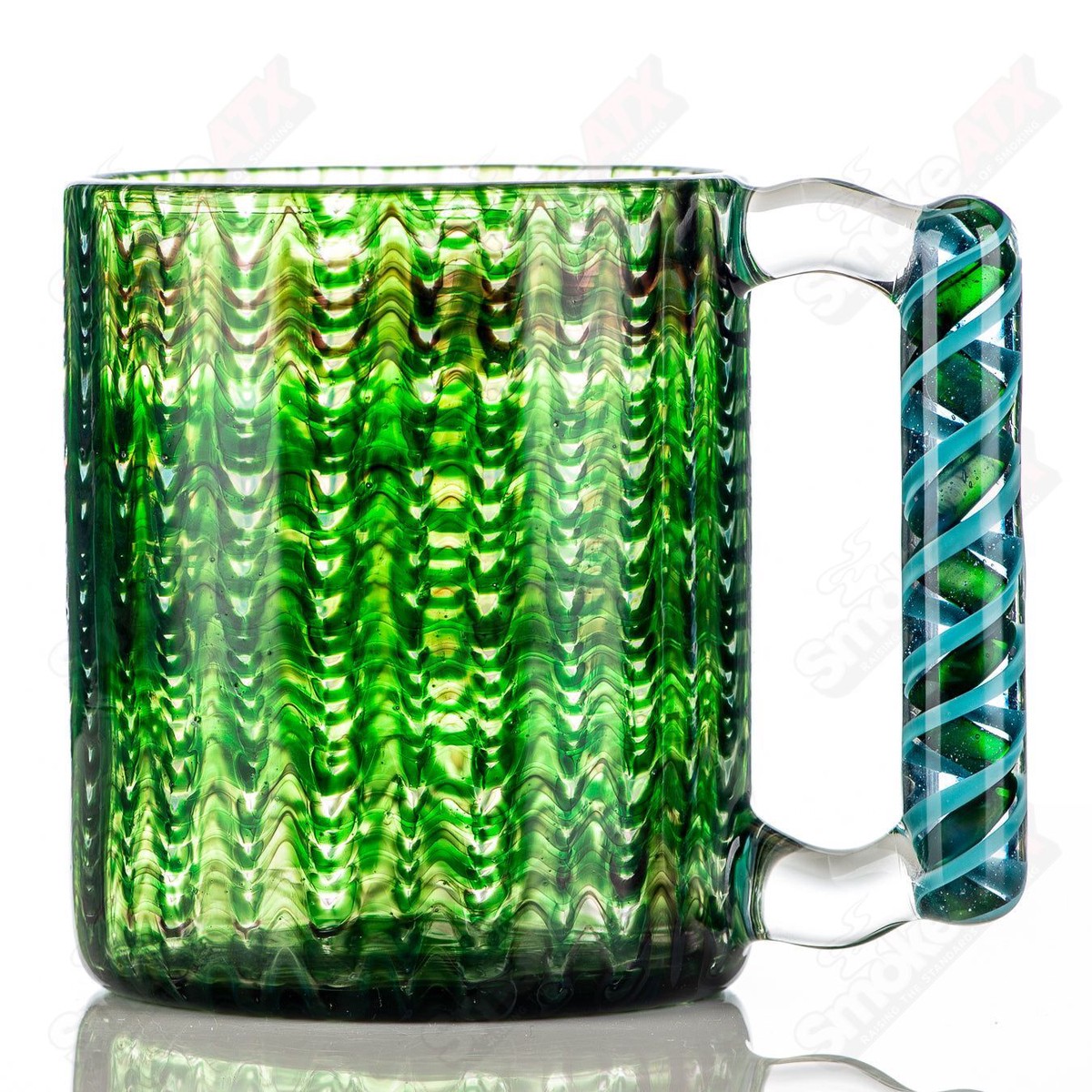 Green Wrap N Rake Glass Log Mug by Log Glass