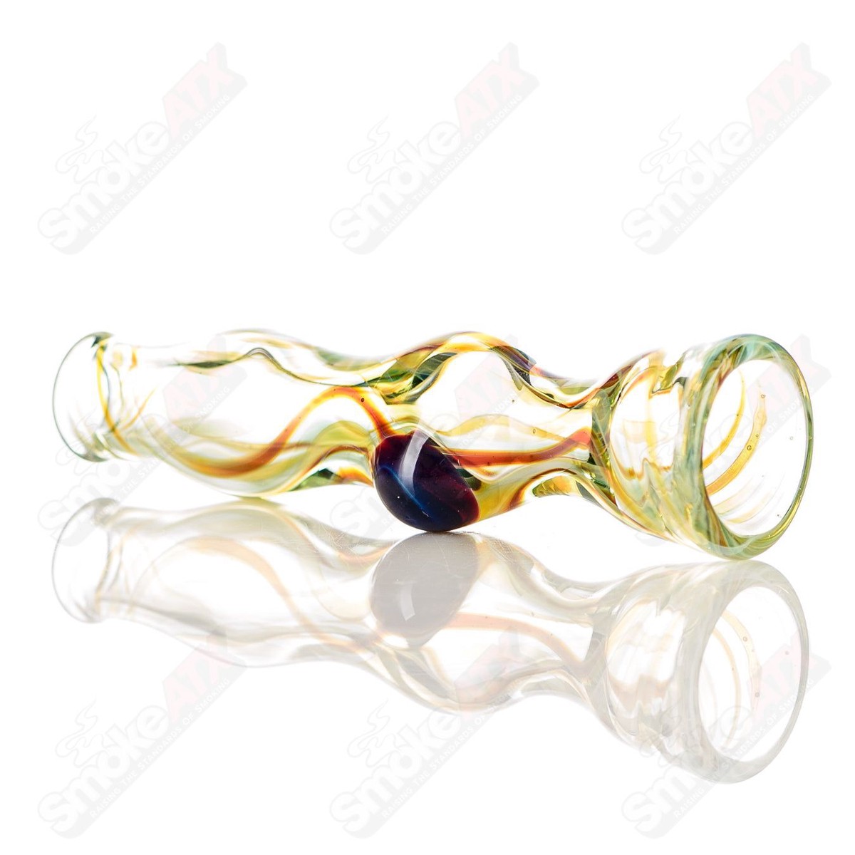 Transparent Yellow/Orange Worked Chillum Indo Glass