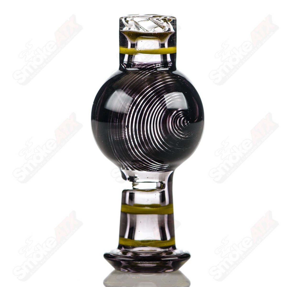 Black Spiral Linework V2 Spinner Cap W/ Yellow Accents by Glass Carpenter
