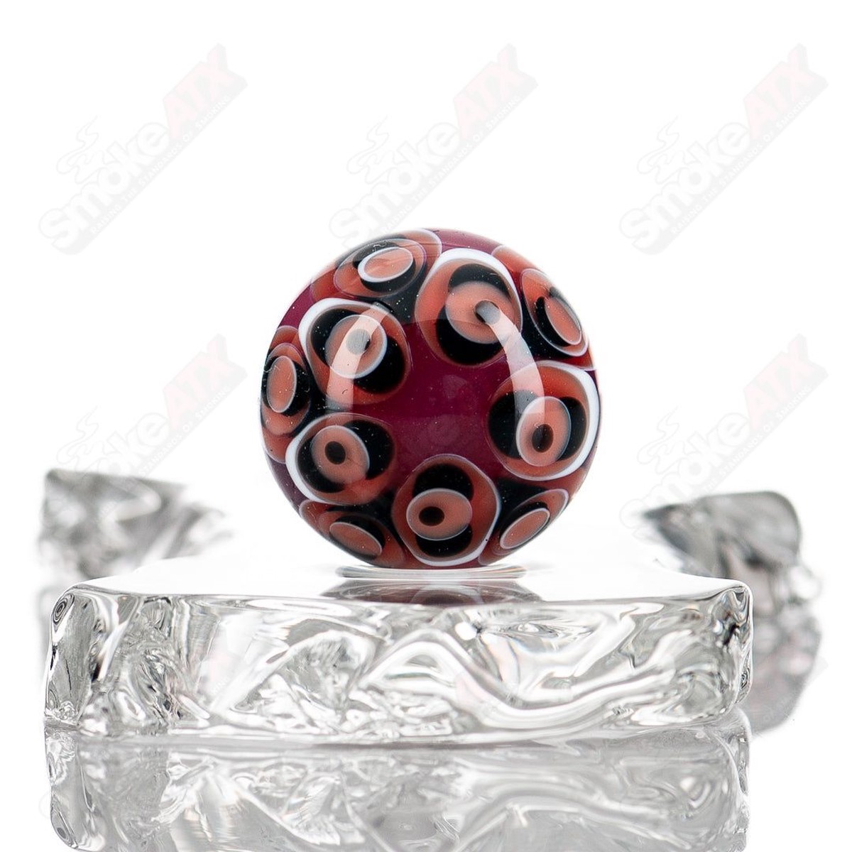 Red/Black/White Dot Stacked Top Mib Indo Glass