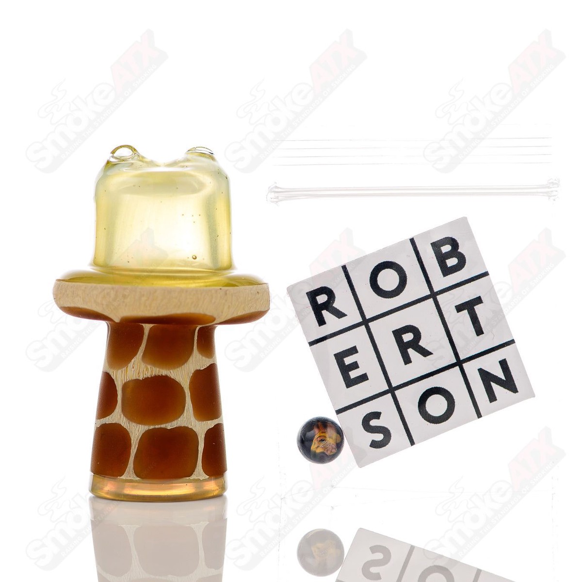Fumed Giraffe Spinner Cap w Pearl Robertson Glass