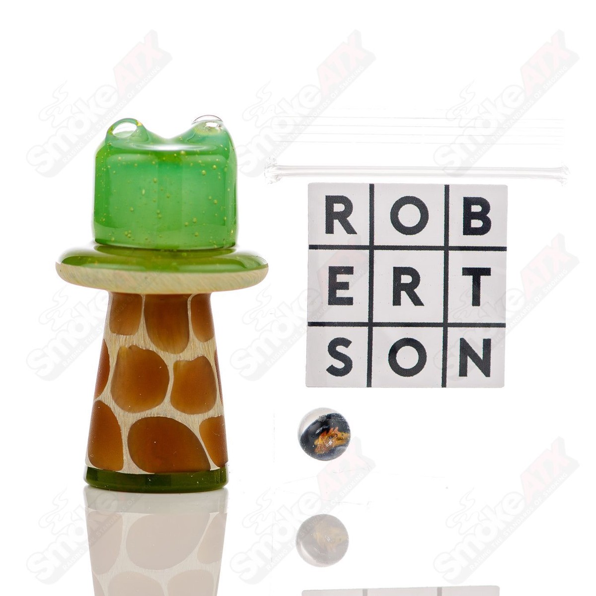 Green Giraffe Spinner Cap w Pearl Robertson Glass