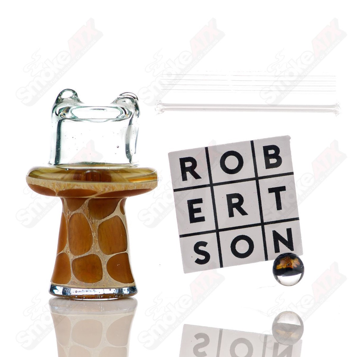 Transparent Blue Giraffe Spinner Cap w Pearl Robertson Glass