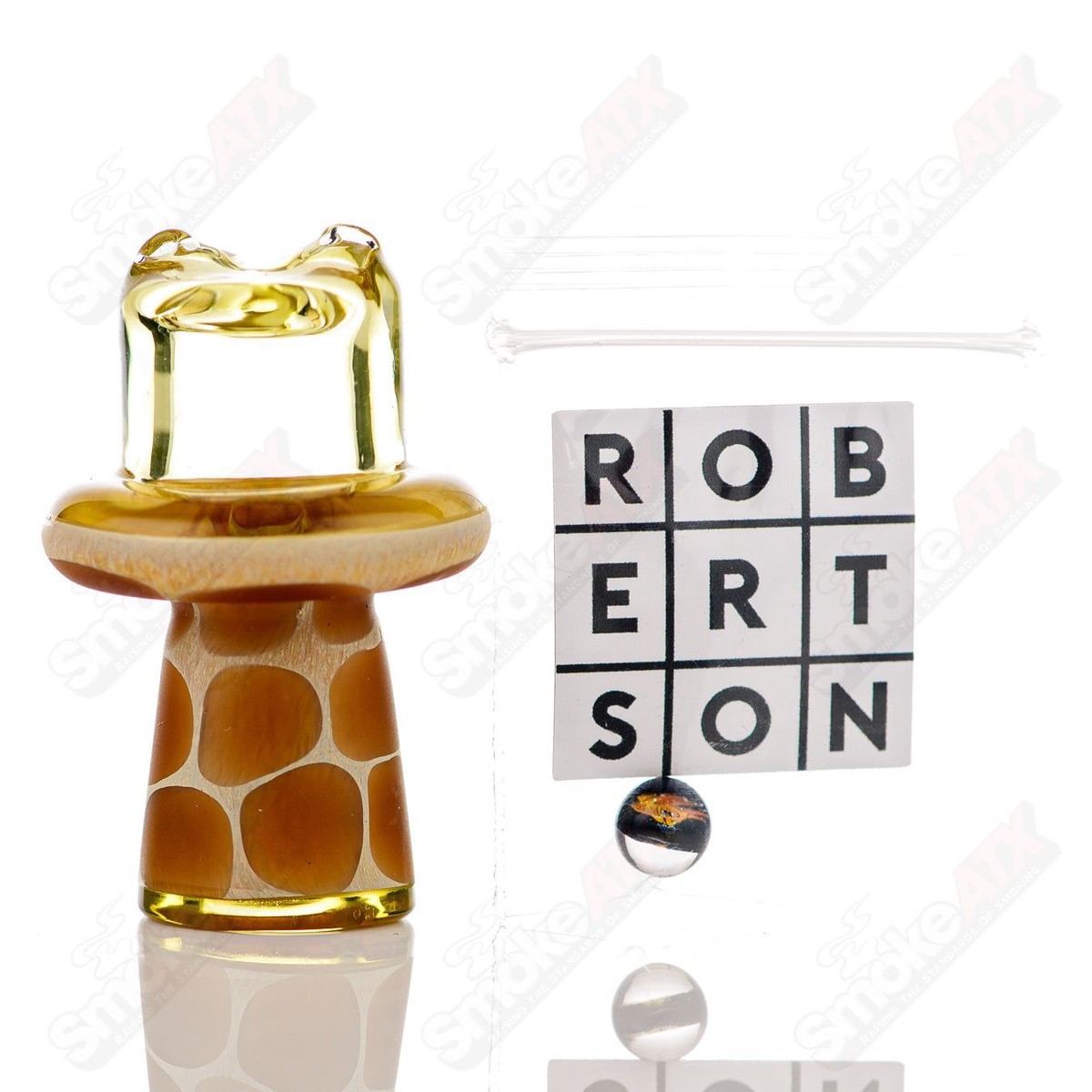 Transparent Yellow Giraffe Spinner Cap w Pearl Robertson Glass