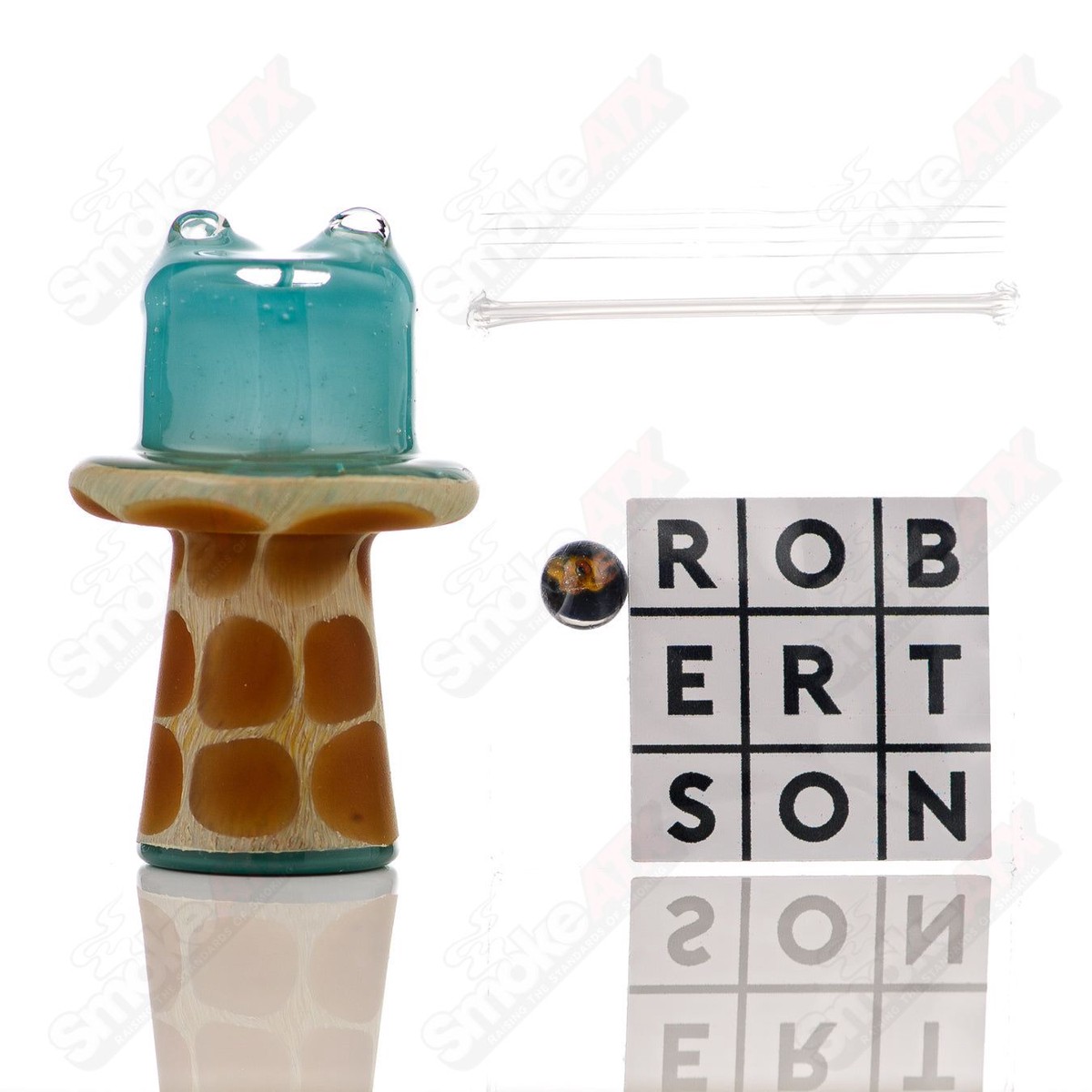 Turqois Giraffe Spinner Cap w Pearl Robertson Glass