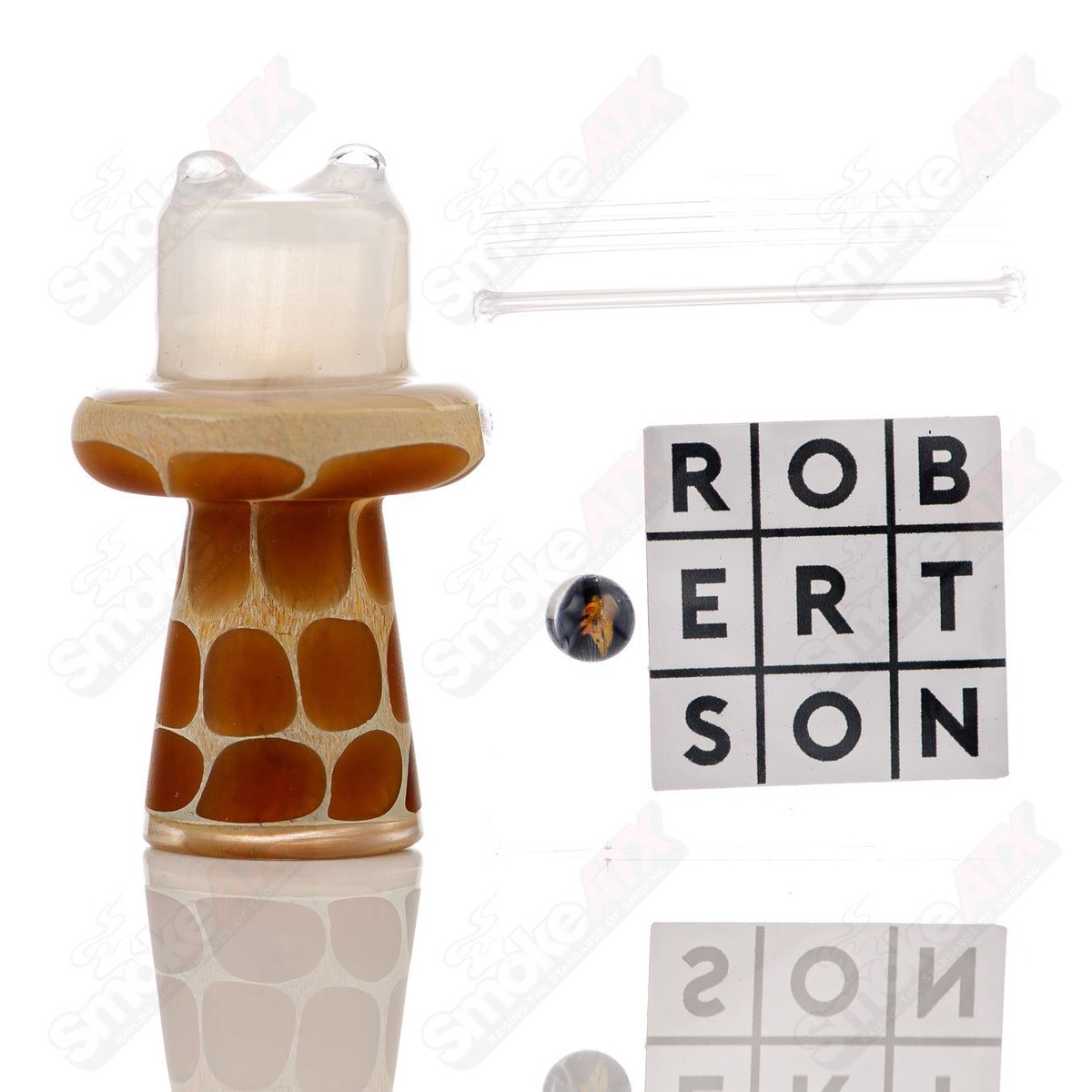 White Giraffe Spinner Cap w Pearl Robertson Glass