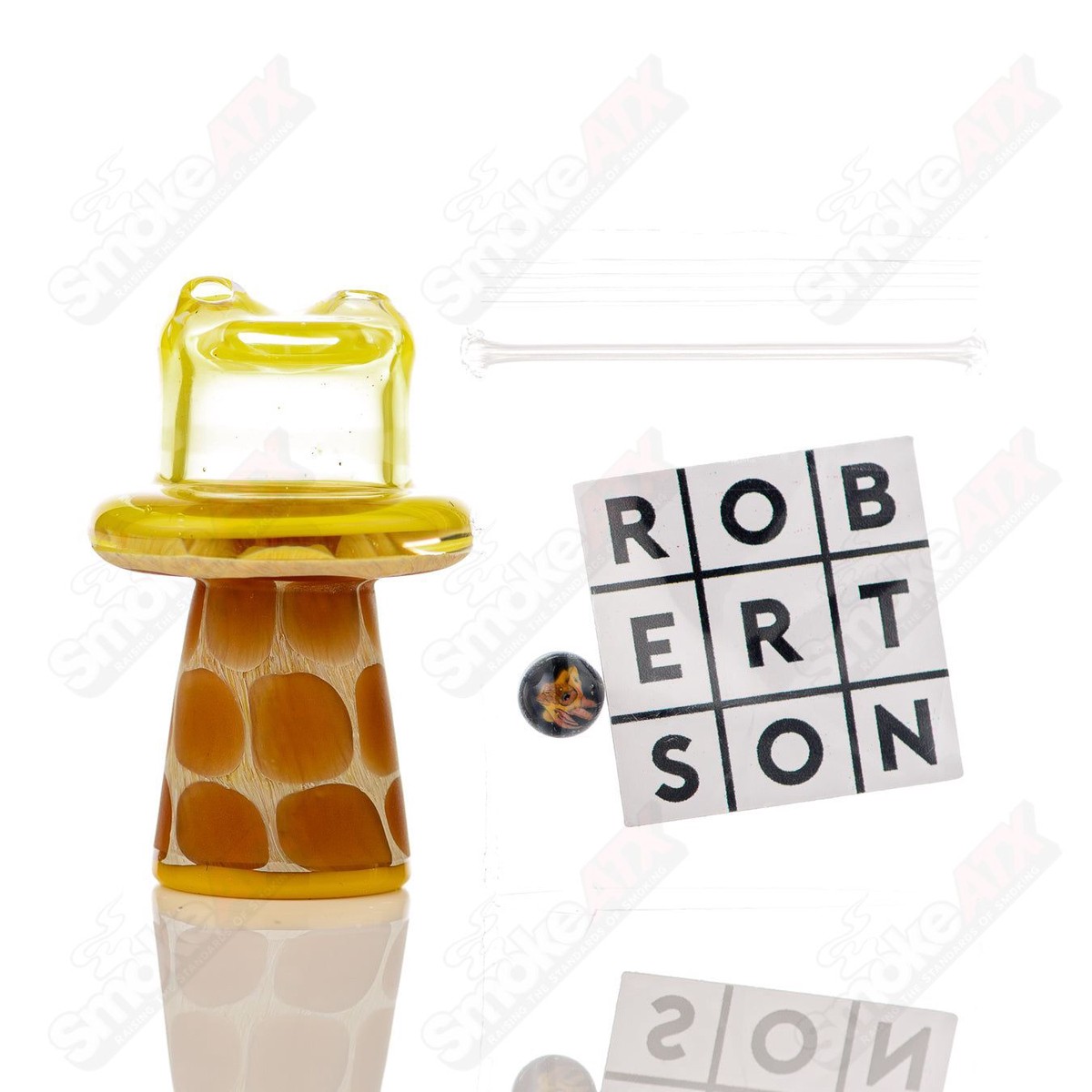 Yellow Giraffe Spinner Cap w Pearl Robertson Glass