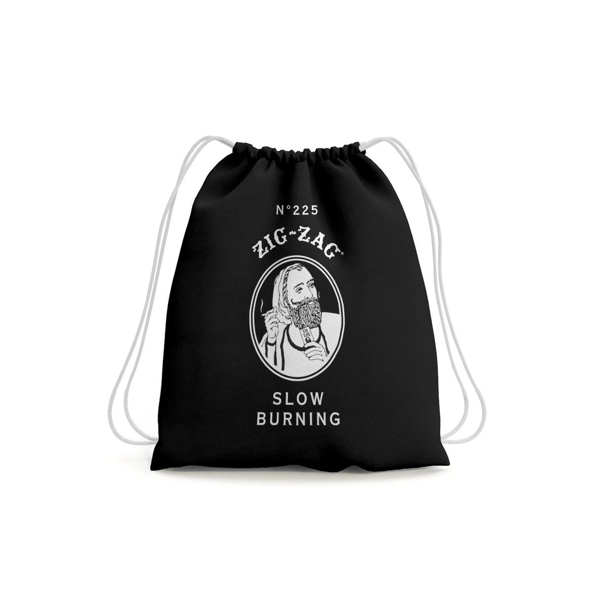 Zig Zag Black Draw String Bag