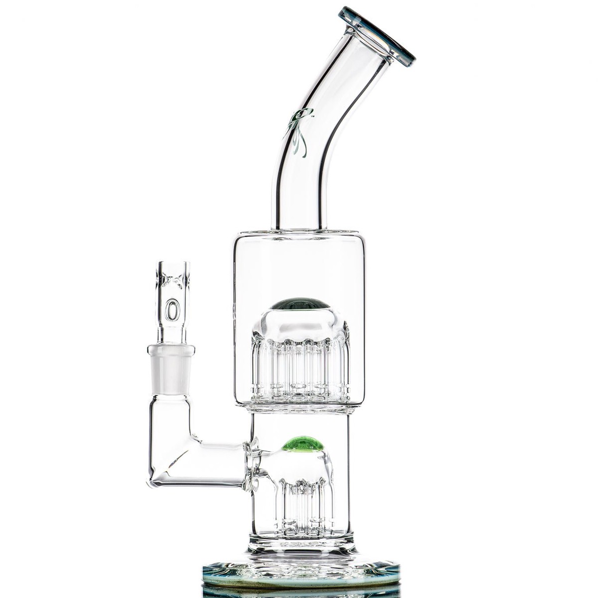 #1 Double Micro 7/13 Arm Perc w/ Colored Caps by Toro Glass
