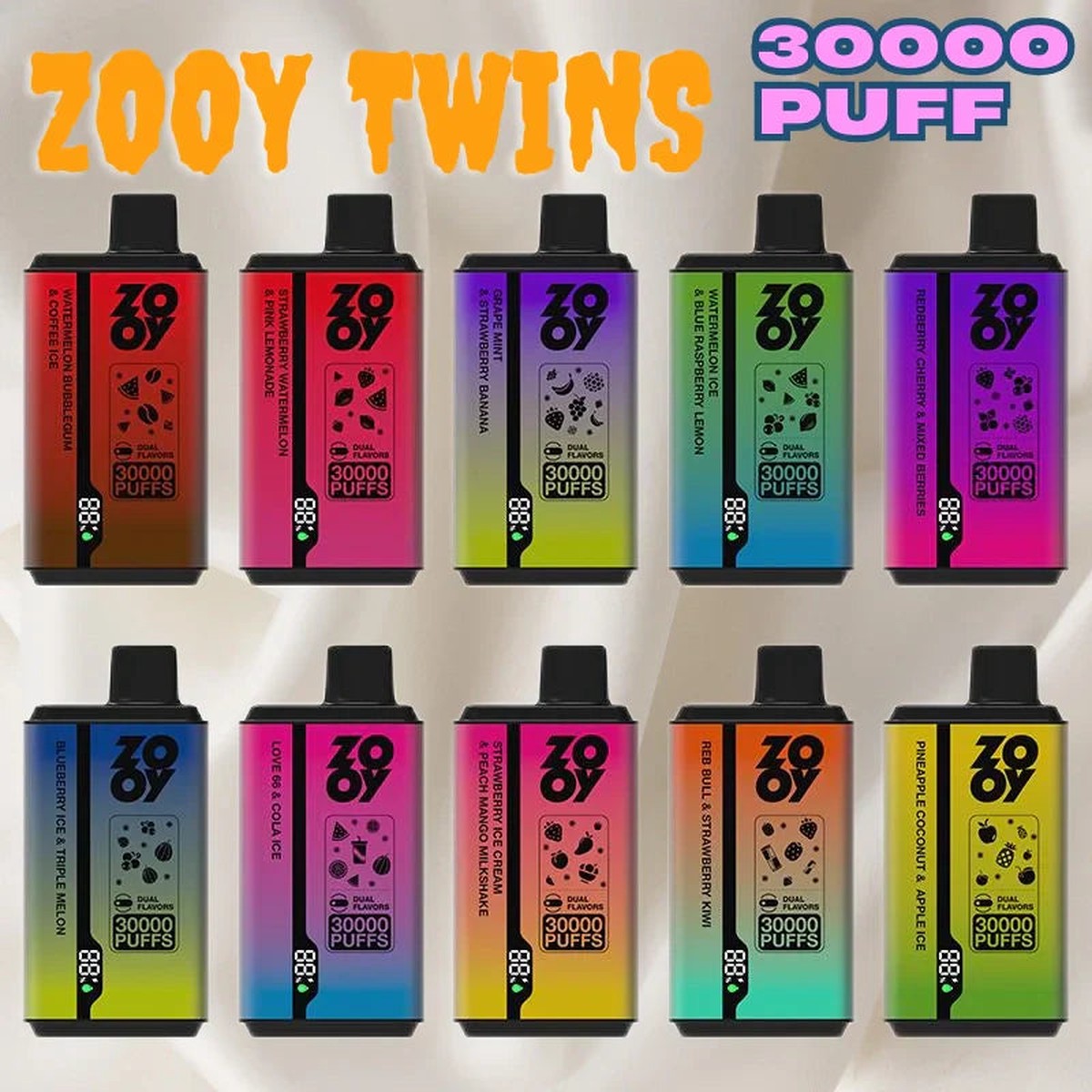 ZOOY twins 30000 PUFF Dual Flavor Free Switching Bulk Sale Vape