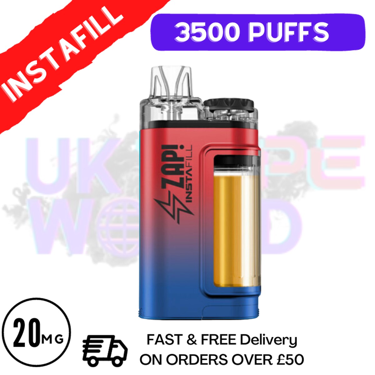 Zap Instafill Bar 3500 Puff Blue Raspberry Cherry