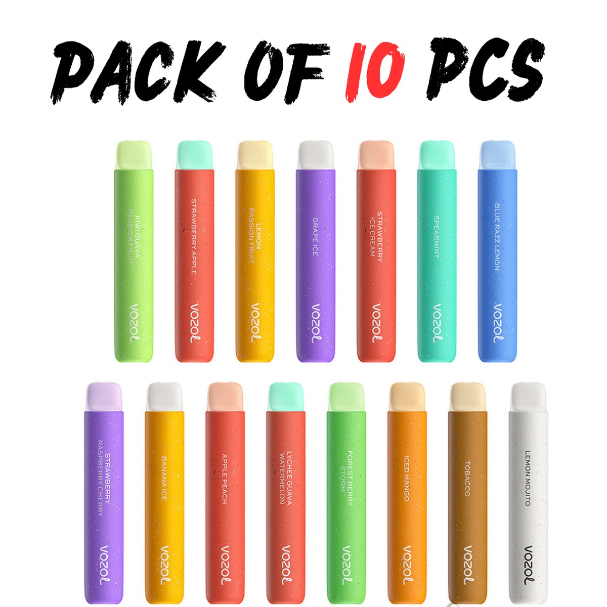 Vozol Star 600 puffs 10 Pc of Bundle Disposable Vape Kit 20mg Nicotine 550mAh battery 15 Flavors