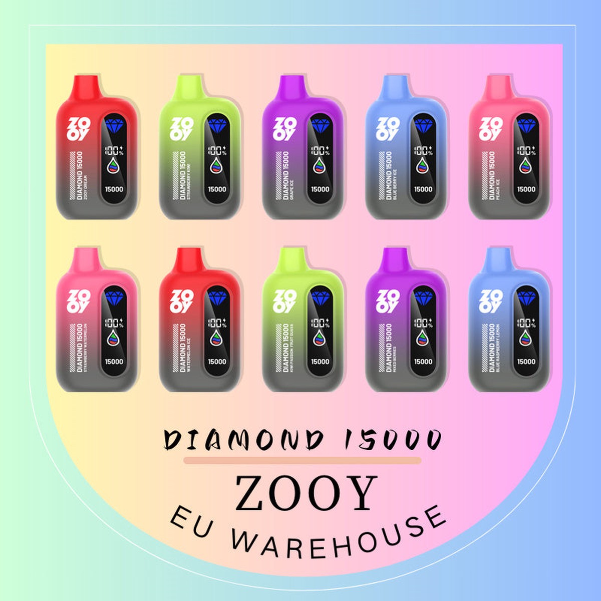 ZOOY DIAMOND 15000 Rechargeable Disposable Vape 15000 Puffs, Mesh Coil, 550mAh Battery