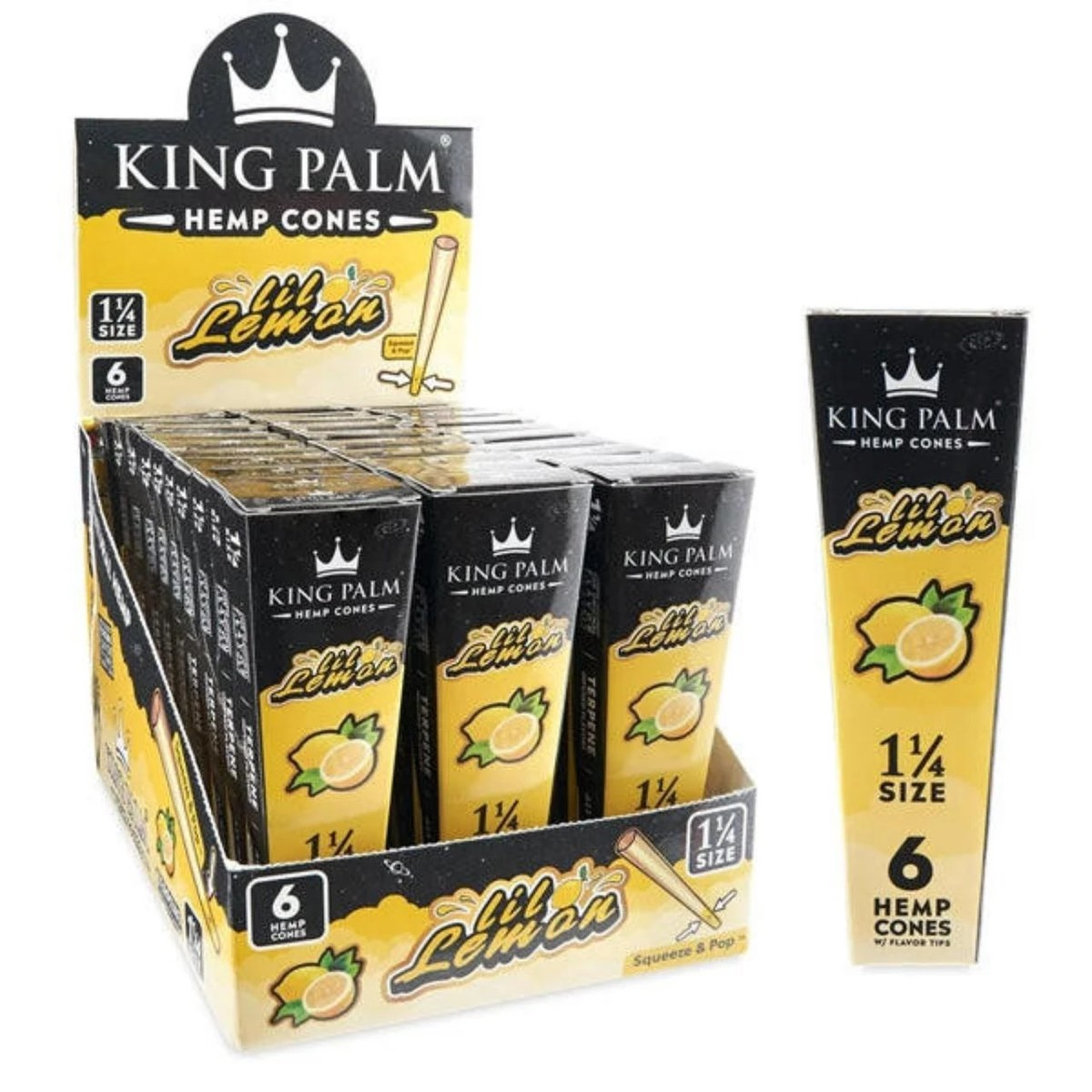 KING PALM HEMP - 1-1/4 CONES - 30PK- 6COUNT