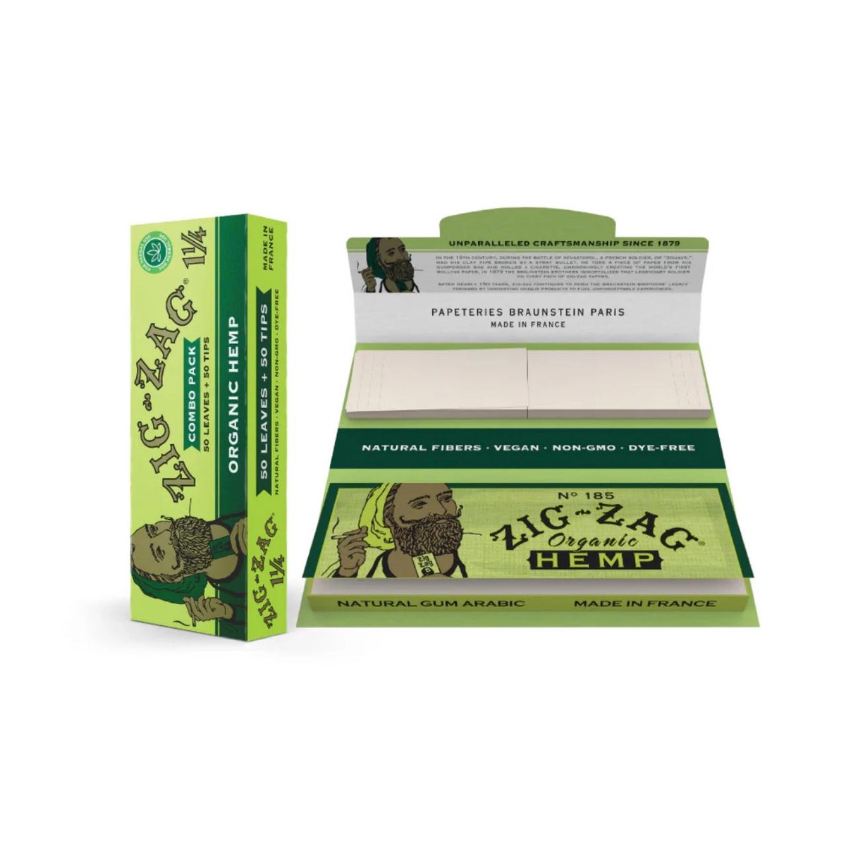 Zig Zag 1-1/4 Leaves+Tips (Pack of 1)-50COUNT Organic Hemp