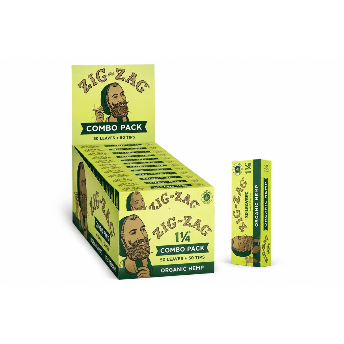 Zig Zag 1-1/4 Papers Carton (Pack of 1)-50COUNT Organic Hemp